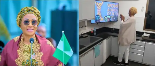 Reactions trails viral photo of Nigeria’s first lady watching WAFCON final
