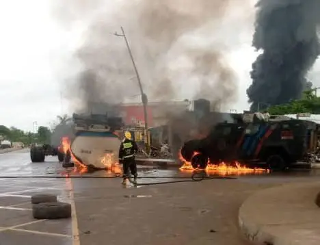 Armoured tank burnt in Lagos tanker fire