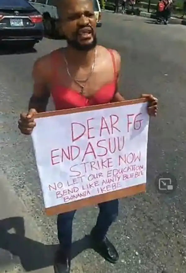 Uche Maduagwu Holds Lone Protest Over ASUU Strike (Video)