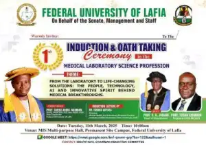 FULAFIA announces 1st Induction/Oath-Taking Ceremony for Graduation Med. Lab students