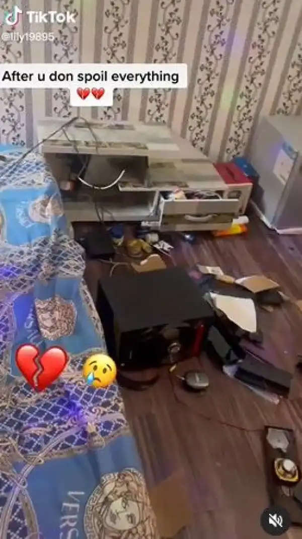 Drama As Lady Destroys Items In Her Boyfriend’s Apartment (Video)