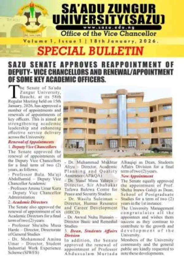 SAZU Senate approves re-appointment and appointment of Key academic officers