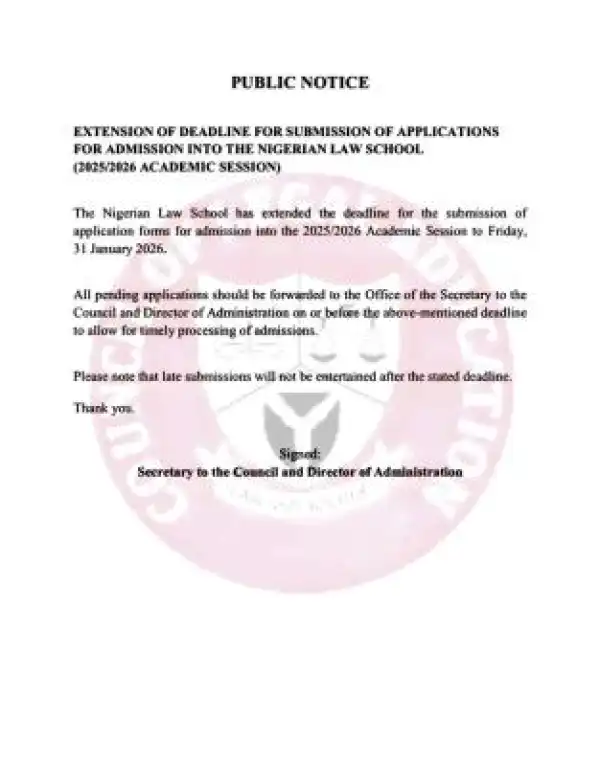Nigerian Law School extends application deadline, 2025/2026