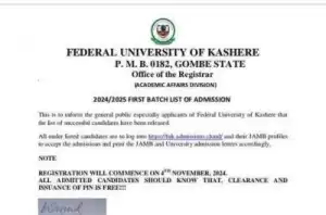 FUKASHERE admission list now on school