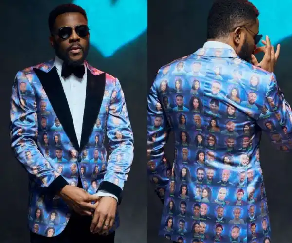 Ebuka Rocks Suit With All ‘Level Up’ Housemates’ Faces On It (Photos)