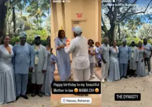 Davido alongside dad Hosts, siblings, hosts Lavish Birthday party for Chioma Adeleke’s Mother in the Bahamas