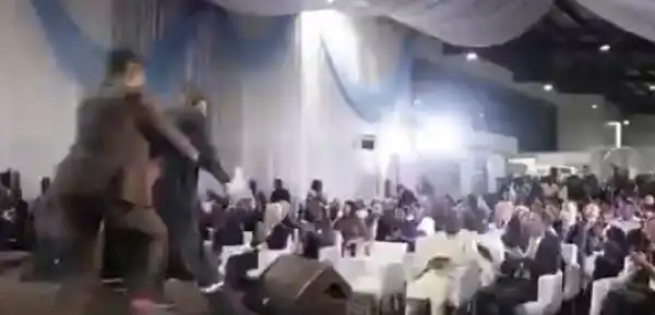 Watch The Moment Ex-President Obasanjo Jumped Down From The Stage After Giving A Speech In Lagos
