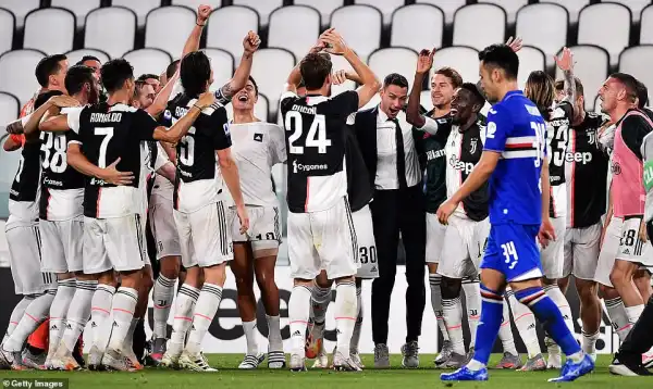 Cristiano Ronaldo and his teammates celebrate as Juventus win ninth consecutive Serie A title (photos)