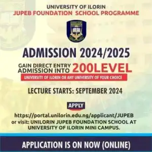 UNILORIN JUPEB Admission form, 2024/2025