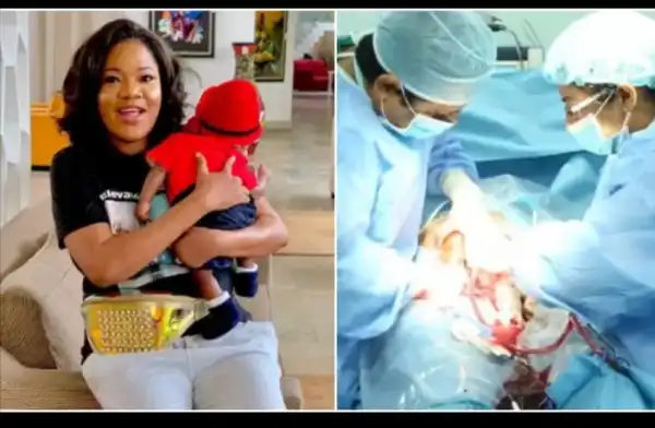 Toyin Abraham shares full video of how she birthed her baby in the labour room (watch)