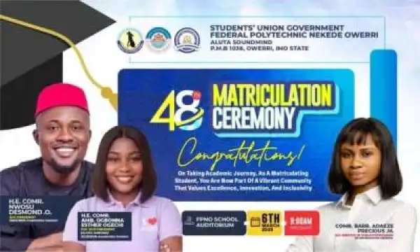 Federal Polytechnic Nekede to Hold 48th Matriculation Ceremony