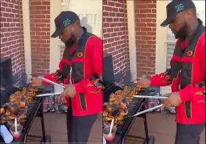 Davido Spotted Preparing Food  at His Twins Birthday Celebration, Video Amazes Fans