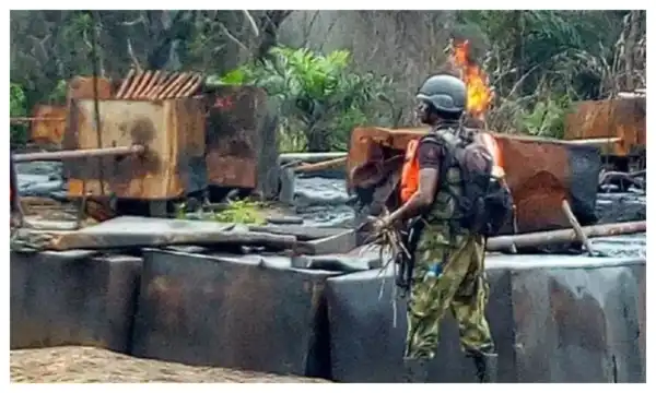 Troops destroy illegal refinery, recover 20,000 litres in Rivers