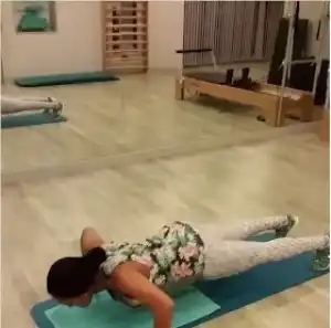 Adaeze Yobo Do Press-Ups with her Huge Baby Bump