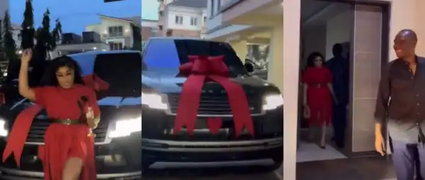 Actress Rita Dominic’s husband surprises her with a Range Rover for Valentine