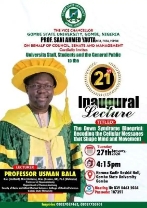 Gombe State University announces 21st Inaugural Lecture