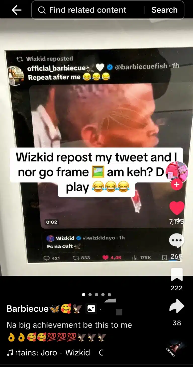 Nigerian lady goes viral after framing Wizkid’s response to her tweet