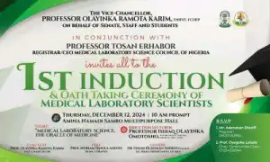 Fountain University announces 1st induction ceremony of Medical Laboratory Scientists