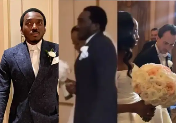 Heartfelt footage as Bovi Leads Sister Marrying Oyinbo Down The Aisle in US