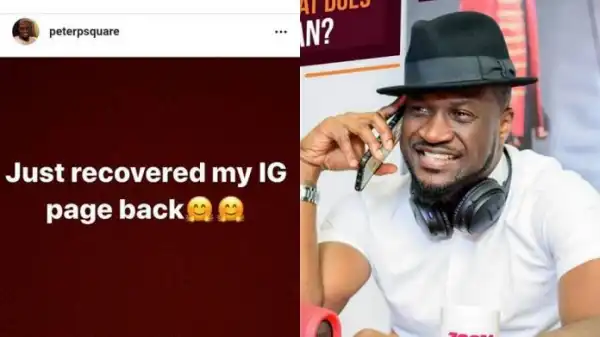 Singer, Peter Okoye recovers his Instagram page after almost losing it to hackers