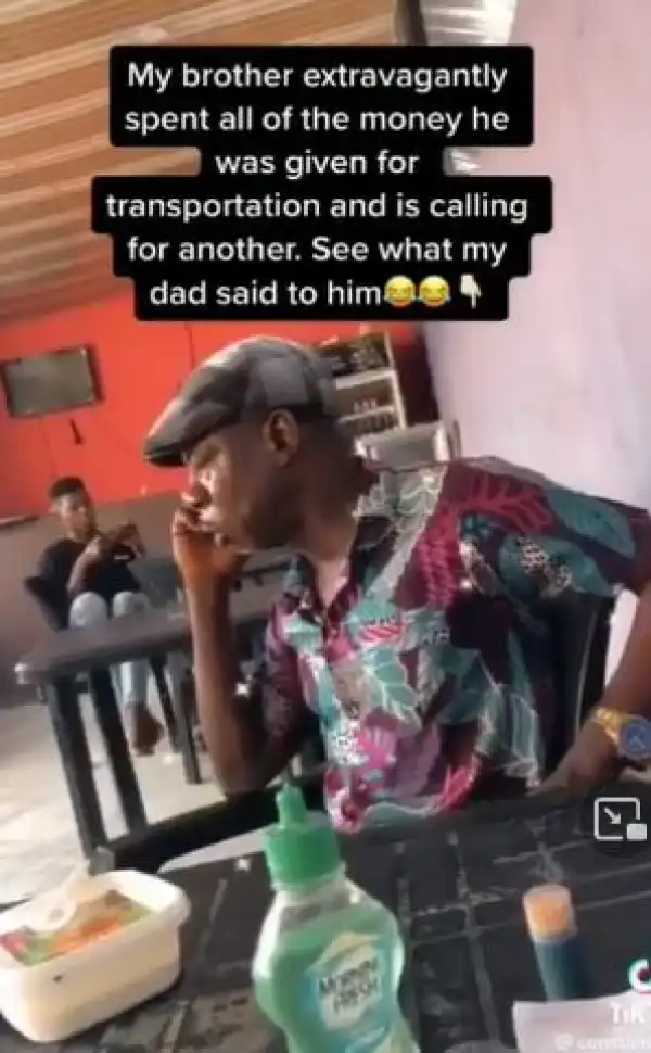 Hillarious Video Of An Igbo Father Rebuking His Son For Spending Money Carelessly
