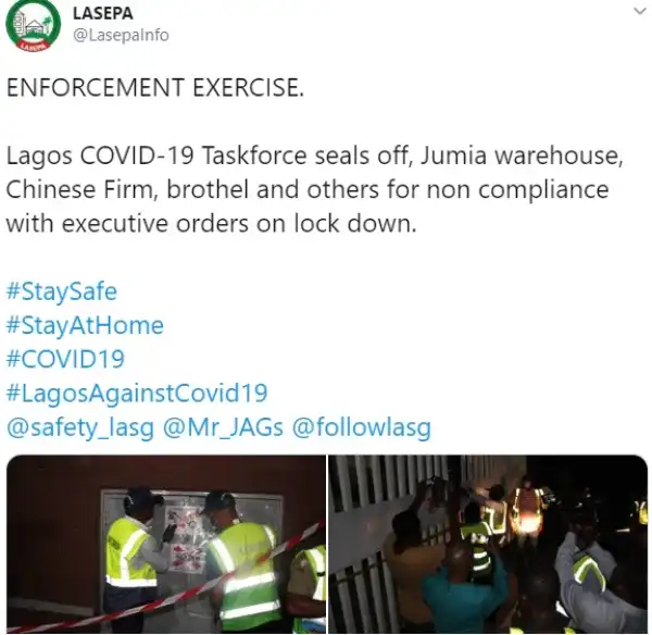 LASG Seals Jumia Warehouse, Hotel, Chinese Firm, For Defying Lockdown Order