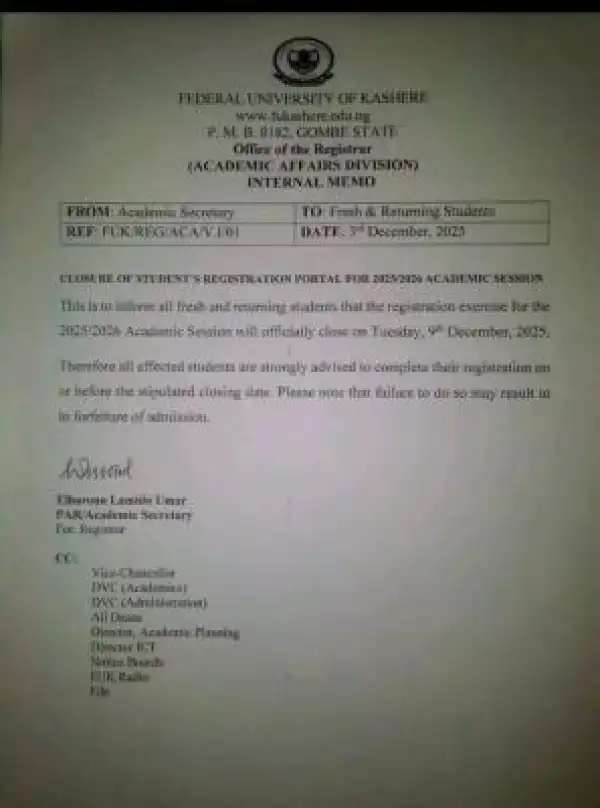 FUKASHERE announces registration deadline, 2025/2026 session