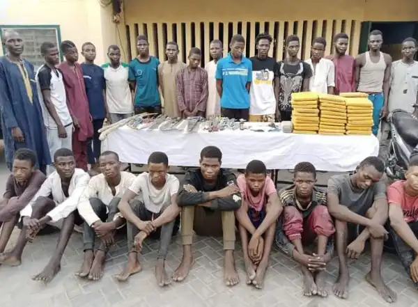 Police Arrest 44 Suspects, Recover Dangerous Weapons In Kano (Photos)