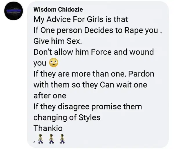 “If One Person Decides To Rape You, Give Him Sex” – Nigerian Man Advises Ladies