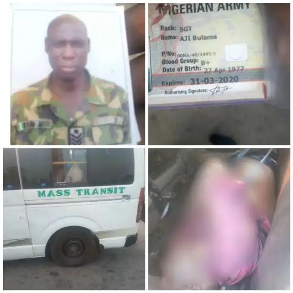 Soldier shot dead during an attack on a commercial bus in Enugu (graphic)