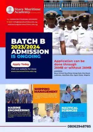 Stars Maritime Academy releases batch B admission form, 2024/2025