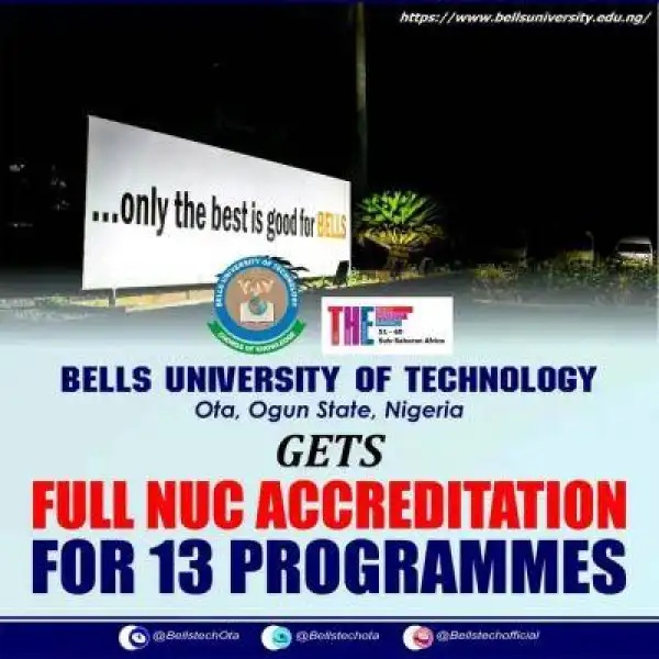 Bells University gets full NUC accreditation for 13 academic programmes