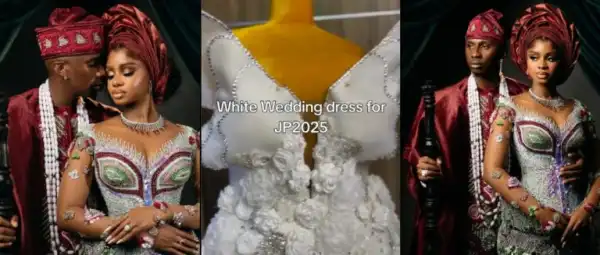 Glimpse Of Priscilla Ojo’s White Wedding Dress Surfaces Online, Fans Gush