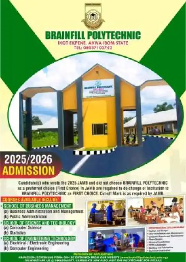Brainfill Polytechnic Post-UTME 2025: Eligibility and Registration Details