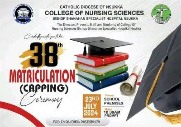 College of Nursing Sciences Bishop Shanahan Specialist Hospital, Nsukka 38th Matriculation Ceremony