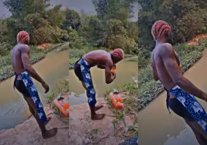 Controversial Singer, Portable Spotted Offering Bottles of Fanta to River goddess