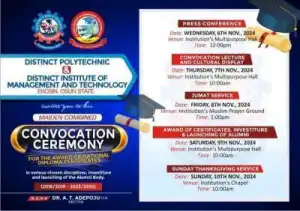 Distinct Polytechnic announces combined maiden convocation ceremony