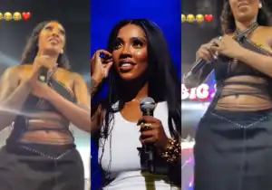 Tiwa Savage Surprises Audience as She Inserted Dollar Note Thrown at Her into Her Brassier