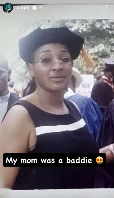 Davido shares throwback photo of late mother, describes her as a “Baddie”