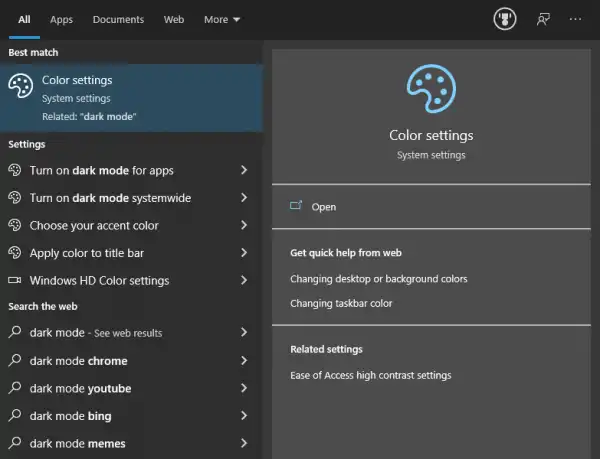 Microsoft releases Windows 10 Build 20215 with dark theme search results