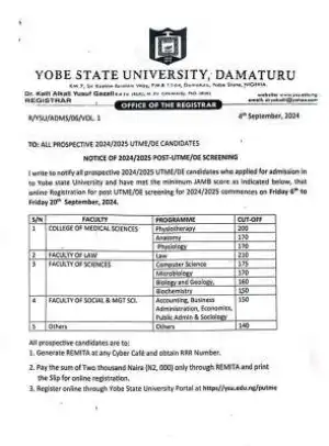 YSU Post-UTME/DE 2024: Cut-off mark, eligibility and registration details