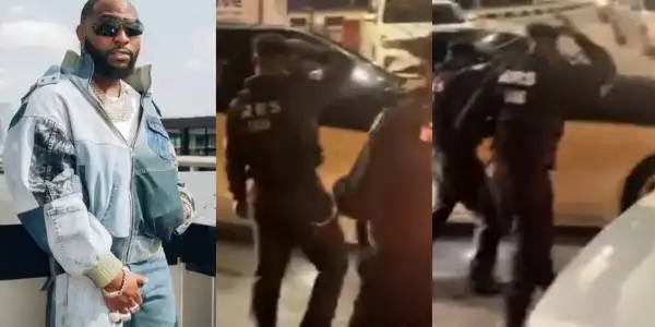 Davido stirs reactions as he orders police officers to free some Youths in Lagos (Video)