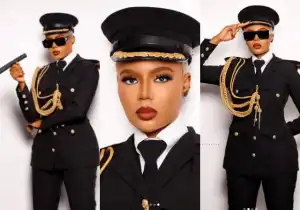 “Captain Nancy” – Fans reacts as actress Nancy Isime stuns in uniform for a movie role