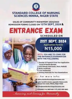 Standard College of Nursing Sciences entrance exam for Community Midwifery applicants, 2024/2025