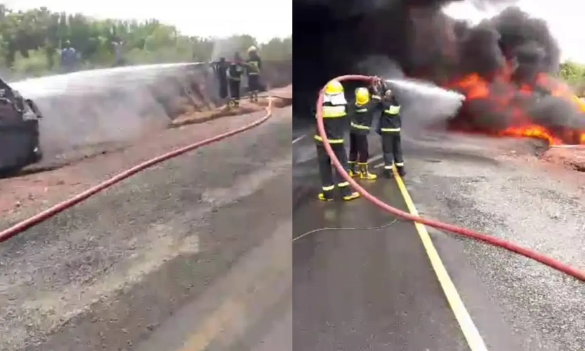 Oyo: Petrol tanker tumbles, explodes in Iseyin