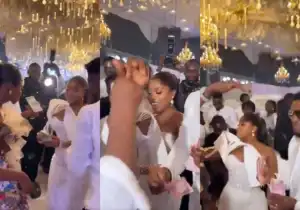 Veekee James Spotted Spraying Dollar While Her Husband Was Spraying Naira At A Recent Wedding