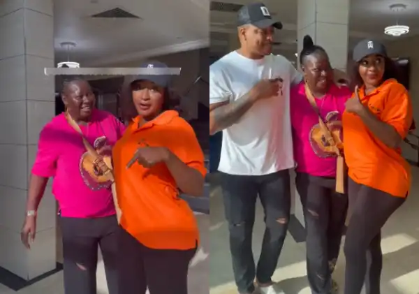 Uche Nancy Overwhelmed As Nollywood Stars Ini Edo And IK Ogbonna Celebrate Her In Latest Video