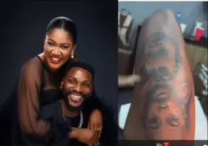 Tobi Bakre Melts Hearts, Permanently Tattoos His Kids’ Faces on His Leg