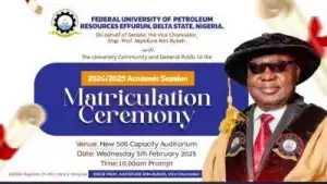 FUPRE announces matriculation ceremony, 2024/2025