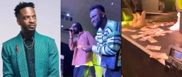 Drama As Fan Sprays 9ice With ₦5 Notes